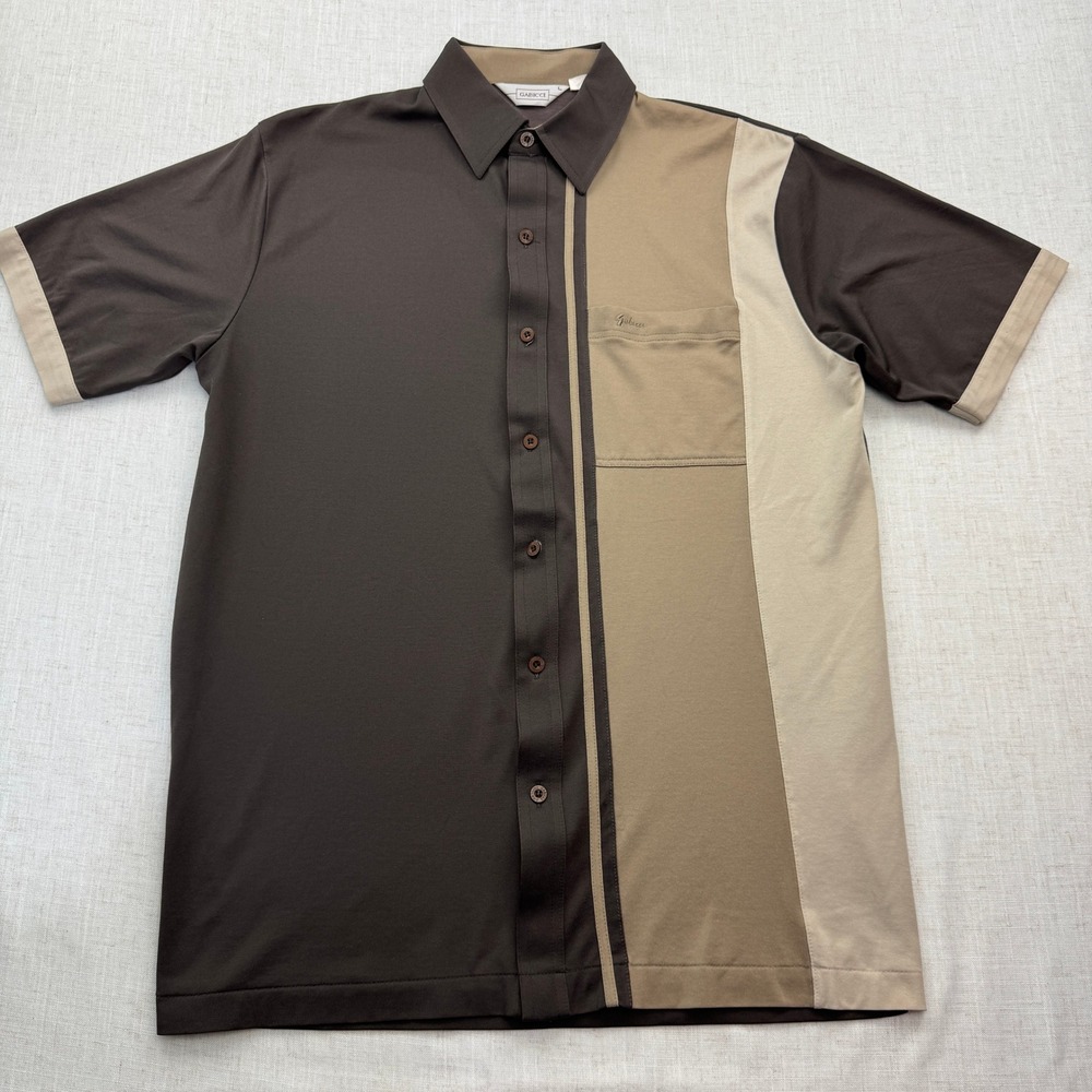 VTG 70s/80s Gabicci Colorblock Bowling Lounge Shirt Made in Hong Kong Sz LG
